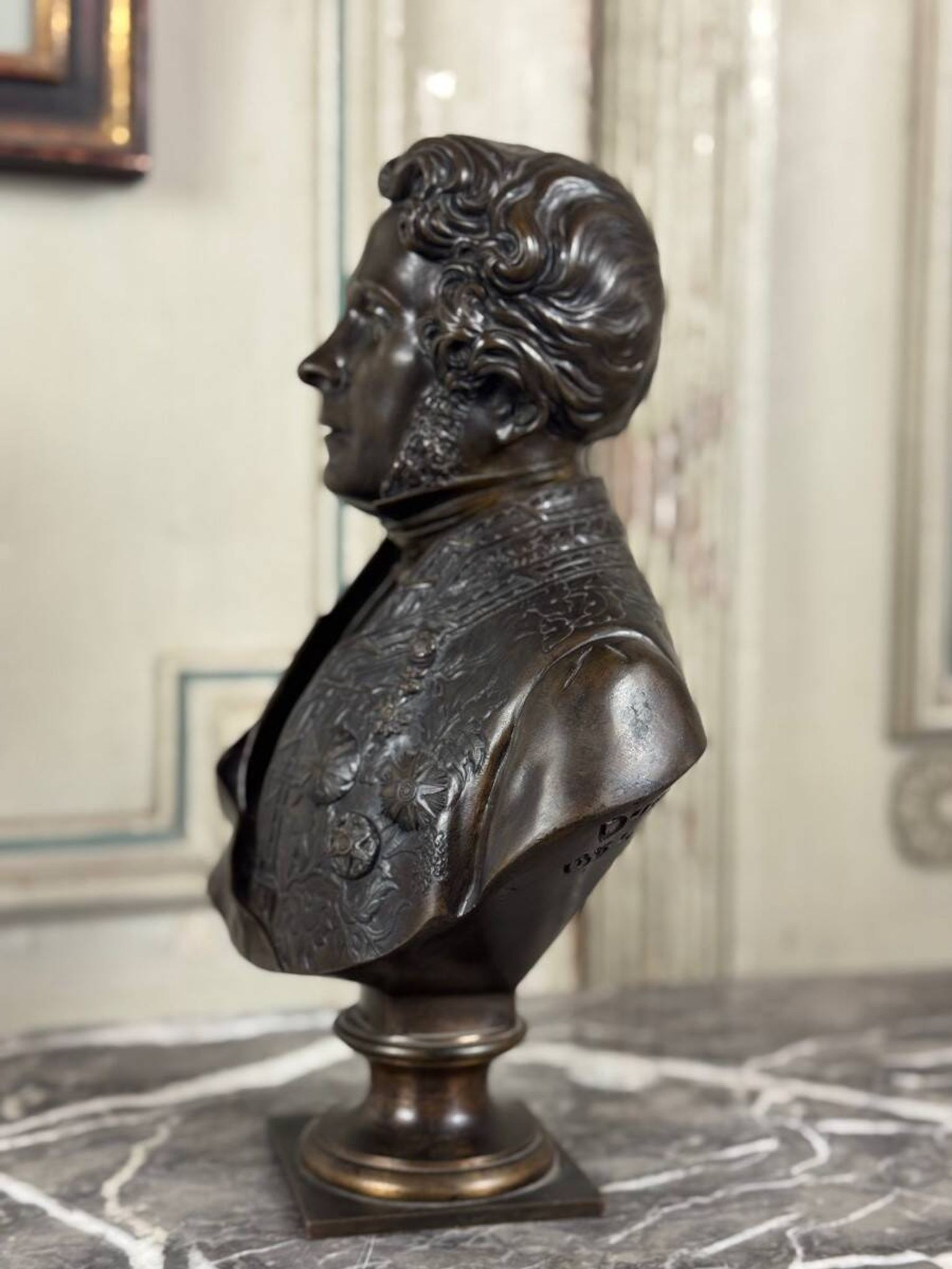 Bronze bust of Admiral Hucos, signed Dubray 1854