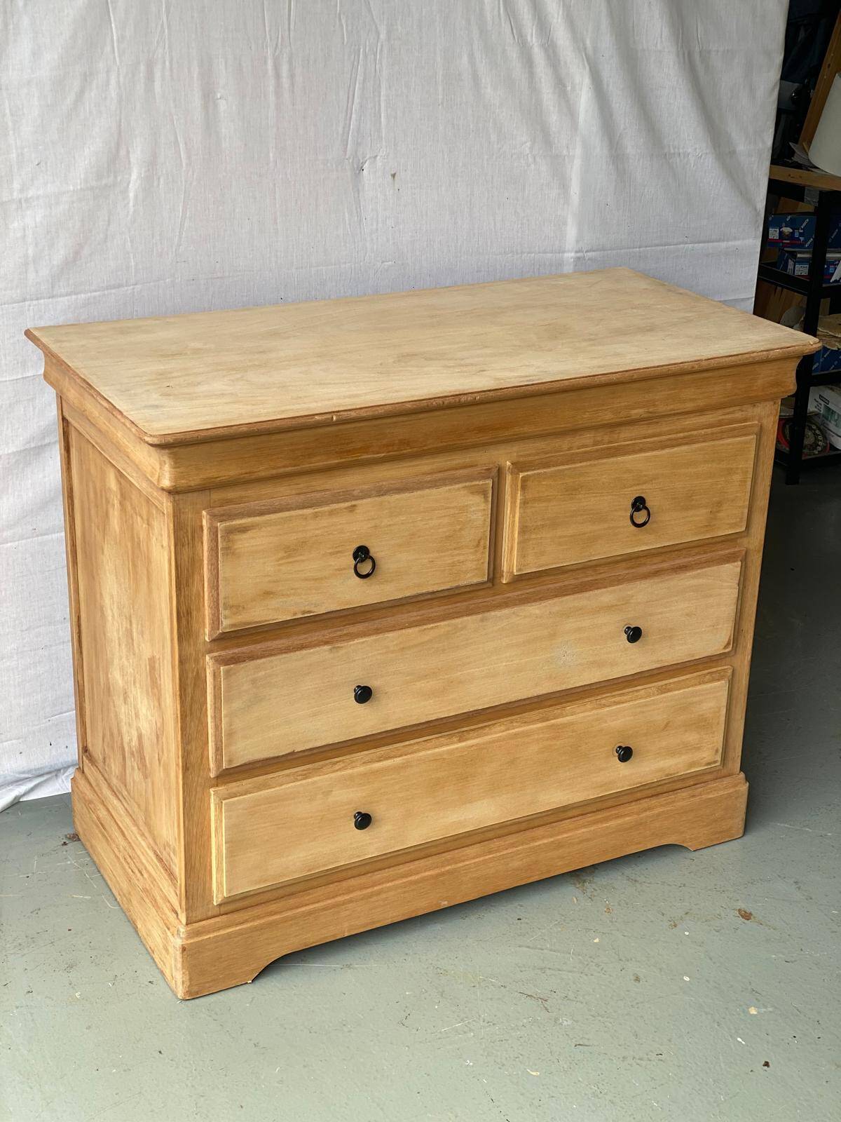 Vintage Louis Philippe chest of drawers renovated in raw wood