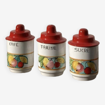Bocaux / pot couvert en céramique vintage multicolores