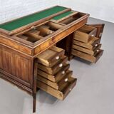 Bureau du début siècle style Victorien en bois et feutre vert anglais Maison Briotet
