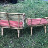 Bamboo rattan benches for kids vintage 60s