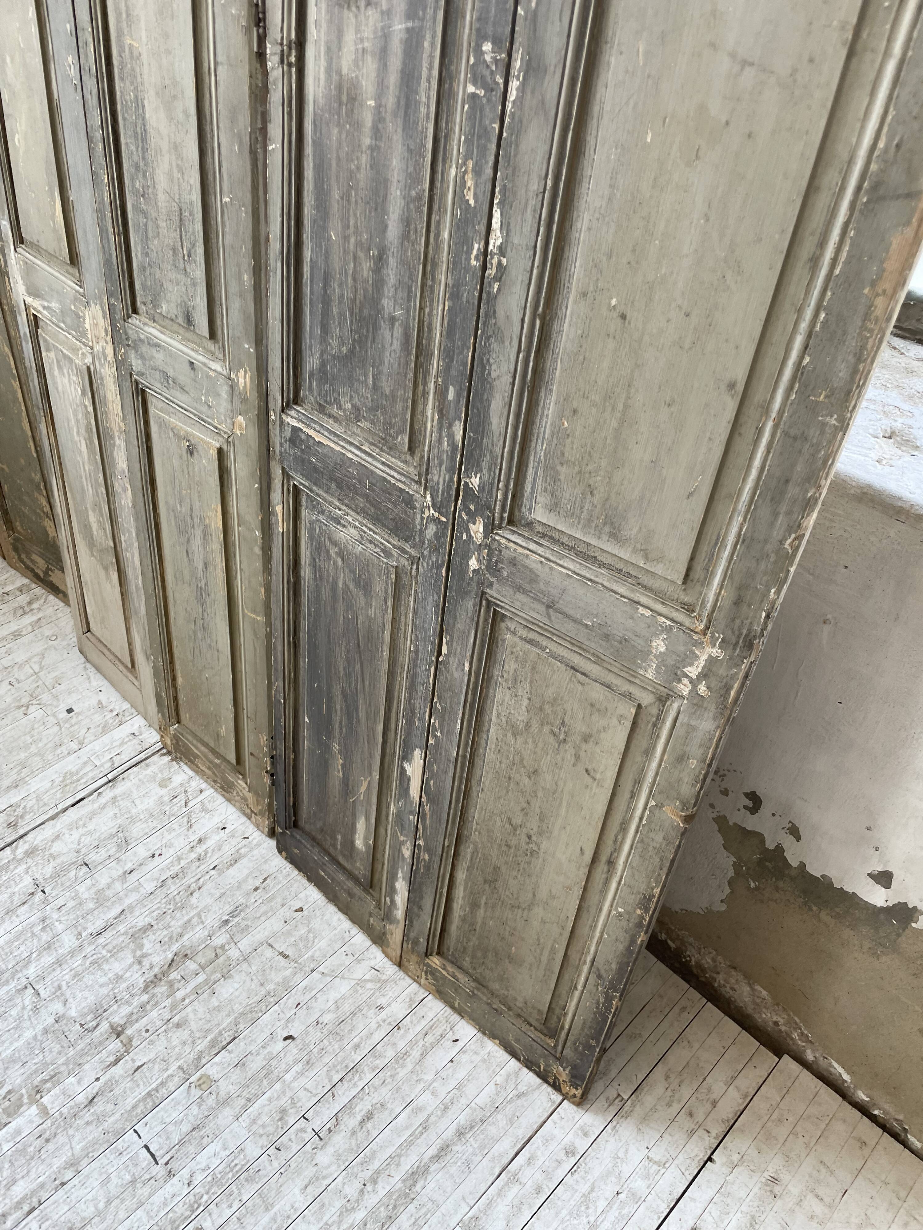 Trio of shutters louvers patina blue gray