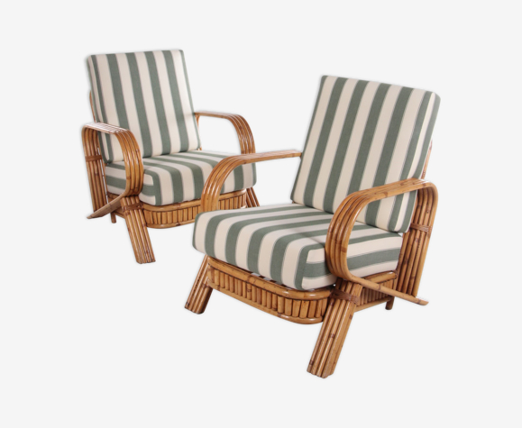Ensemble de fauteuils lounge en bambou par Paul Frankl années 1960