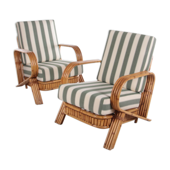 Vintage set of bamboo lounge armchairs by Paul Frankl, 1960s