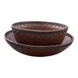 Set of 2 ceramic and wicker salad bowls