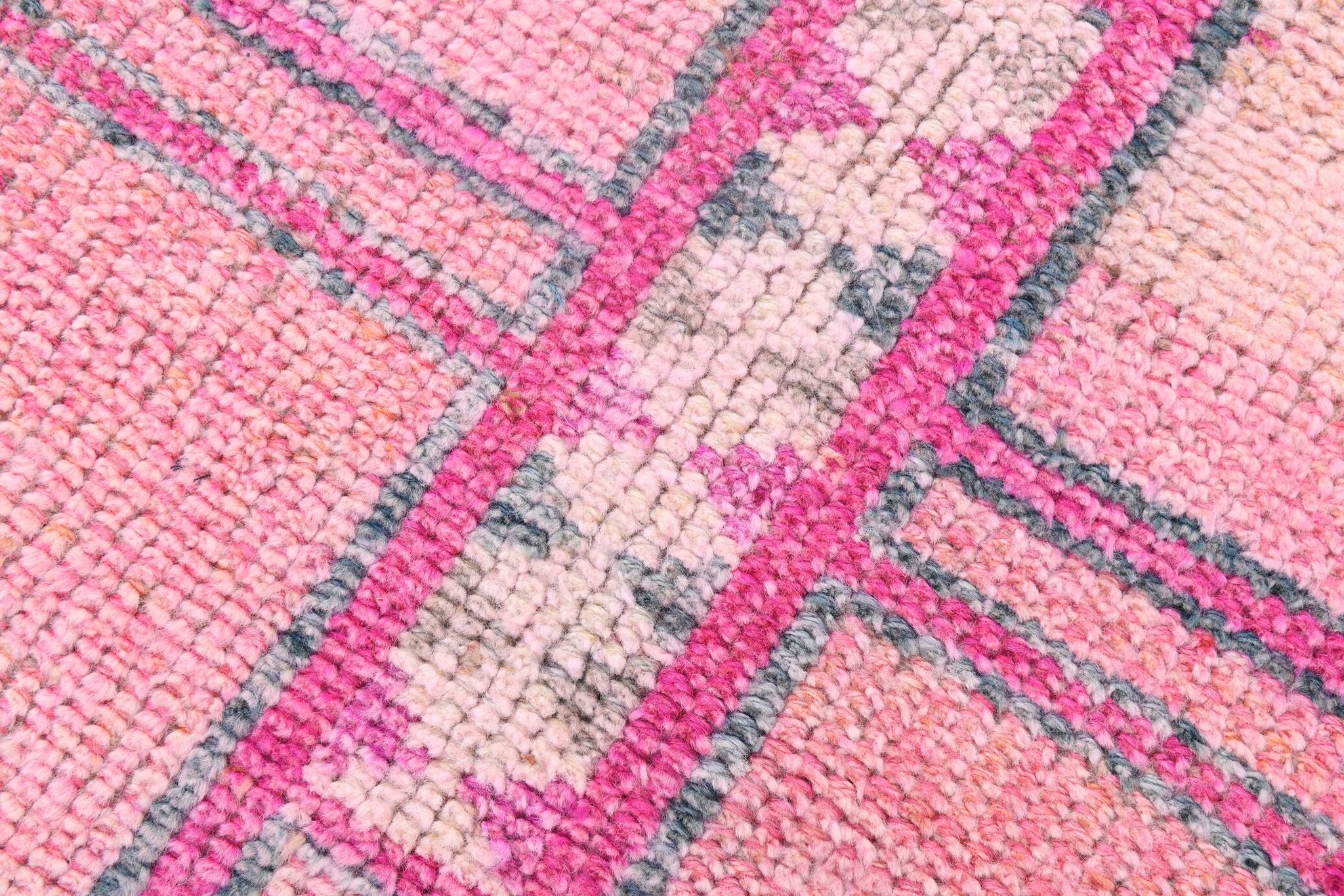 Tapis de couloir oriental Oushak rose saumon, 96 x 318 cm