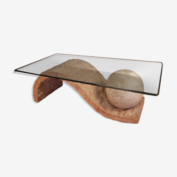 Table Basse En Pierre De Mactan Par Magnussen Ponte , 1980s