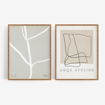 Pair of giclee prints, abstract wall art set of two, 50x70cm