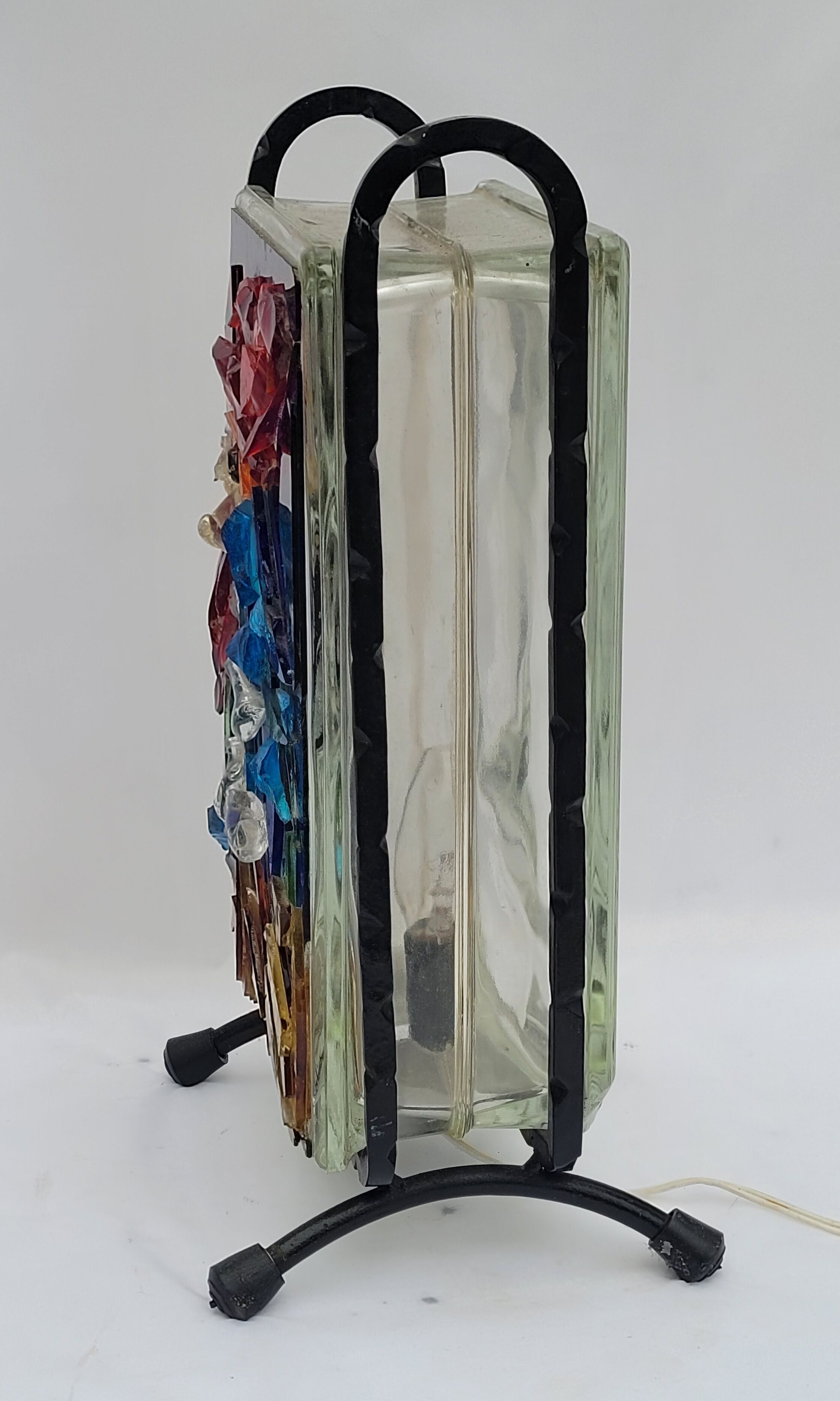 Lamp atmosphere vintage rooster in glass mosaic 1960