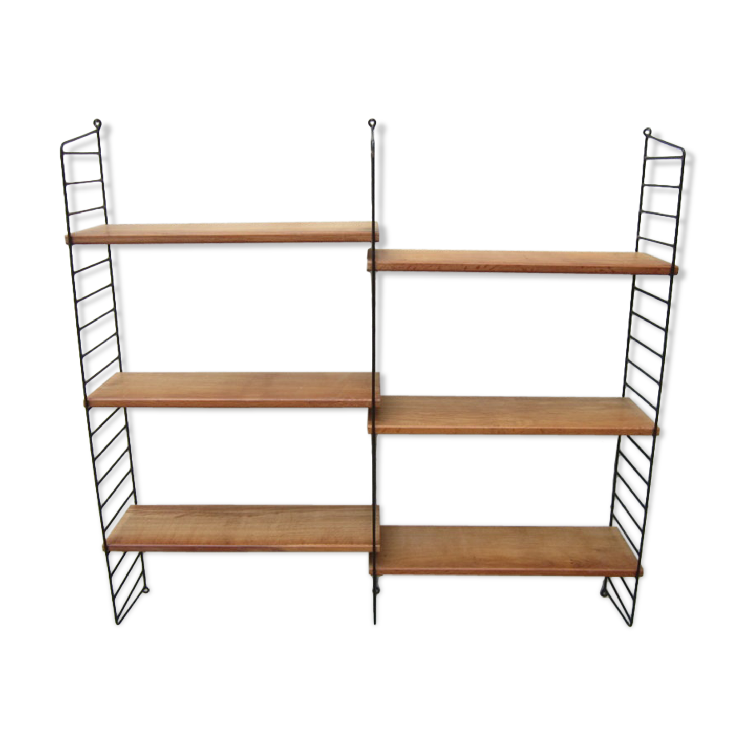 Large shelf String of the ' 60s, solid oak shelves