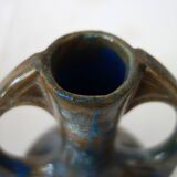 Pair of porcelain stoneware vases with flamed effect, signed Alphonse Mouton, 1960s