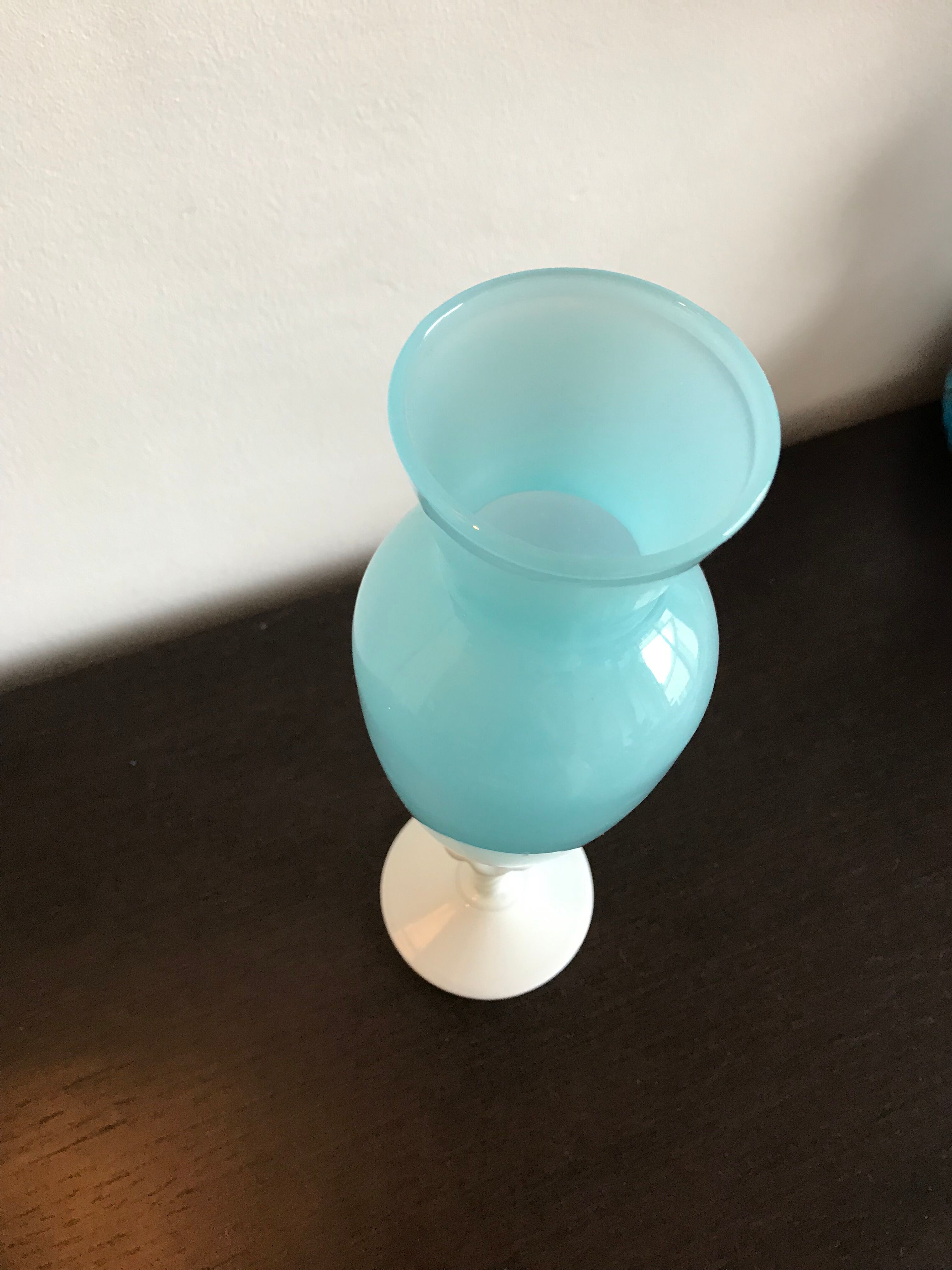 Vintage vase in blue opaline