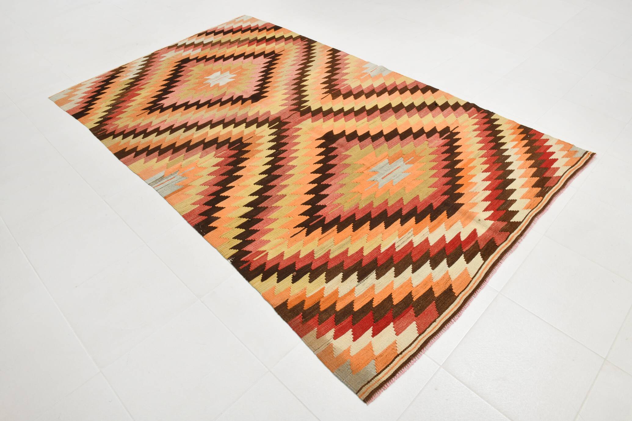 Kilim Turc Vintage en Laine Tissé Main, Tapis Tribal Ancien, 177x291 Cm