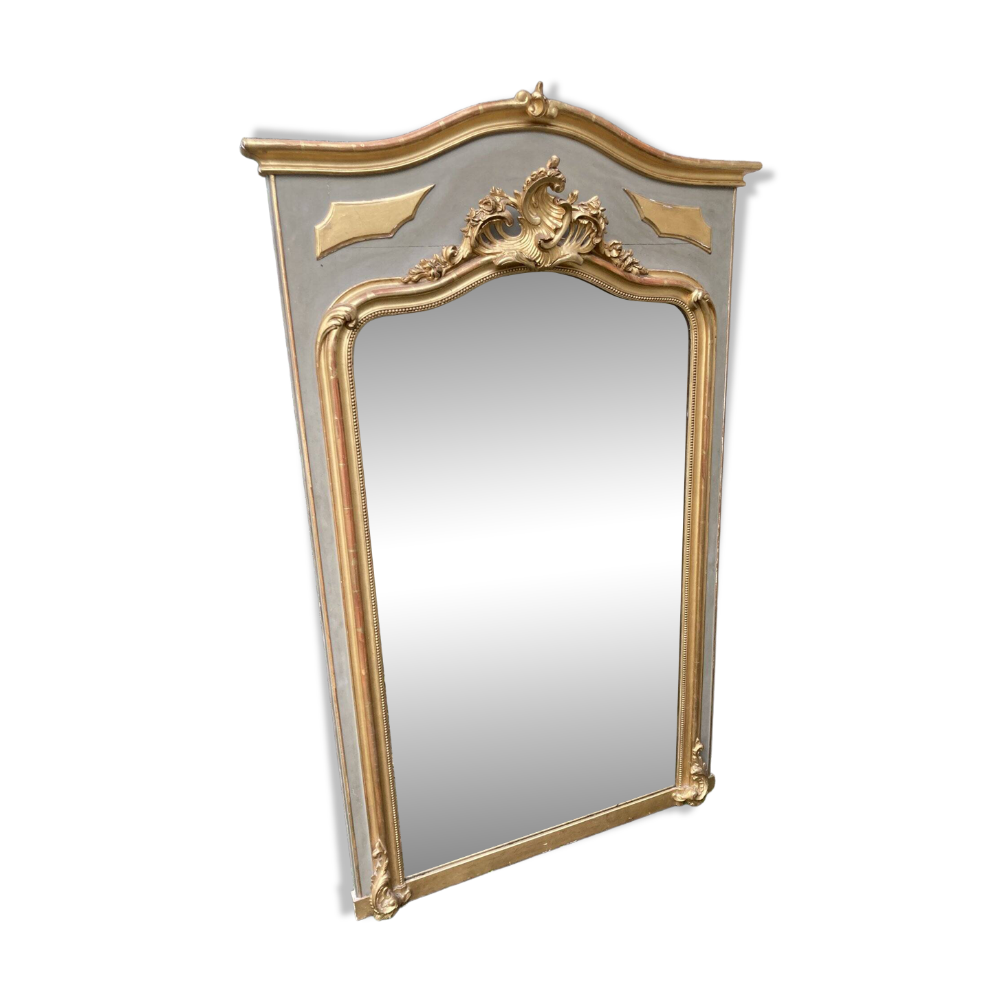 Antique mirror - 98 x 160 - wood and gilded stucco