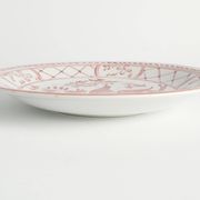 Folk Art Dish with Red Floral Motif by Ilse Claesson for Rörstrand, Sweden 1930