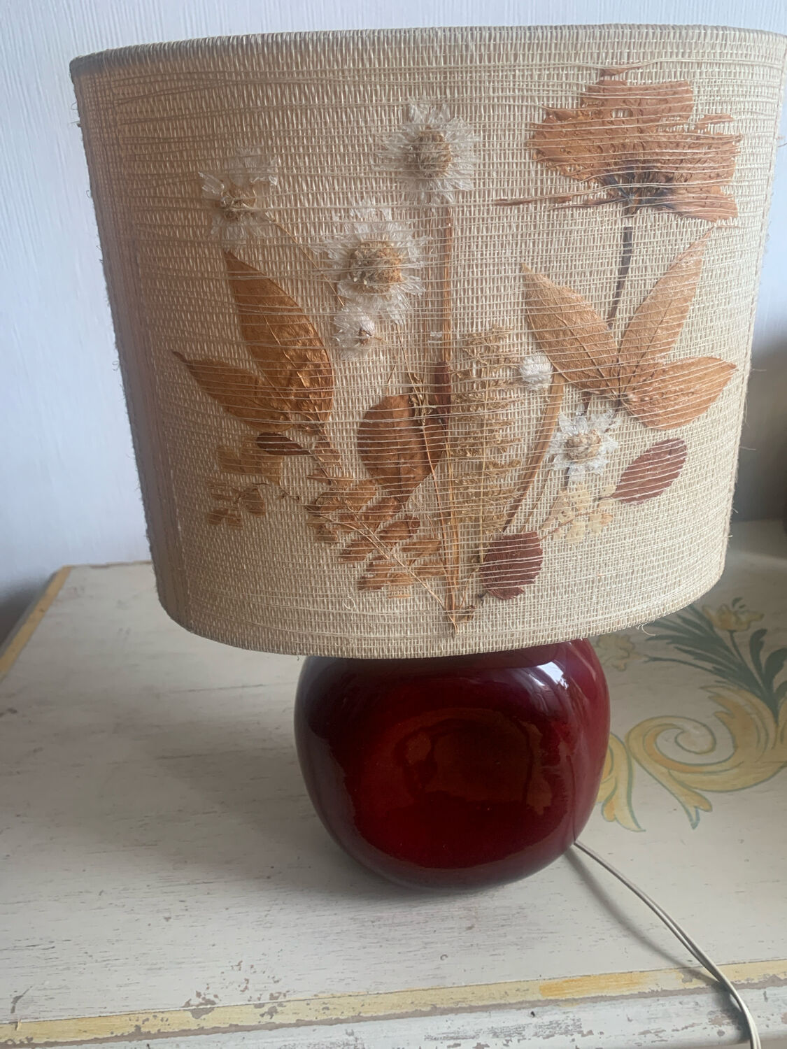 Vallauris Table Lamp Red Ceramic & Shade with F