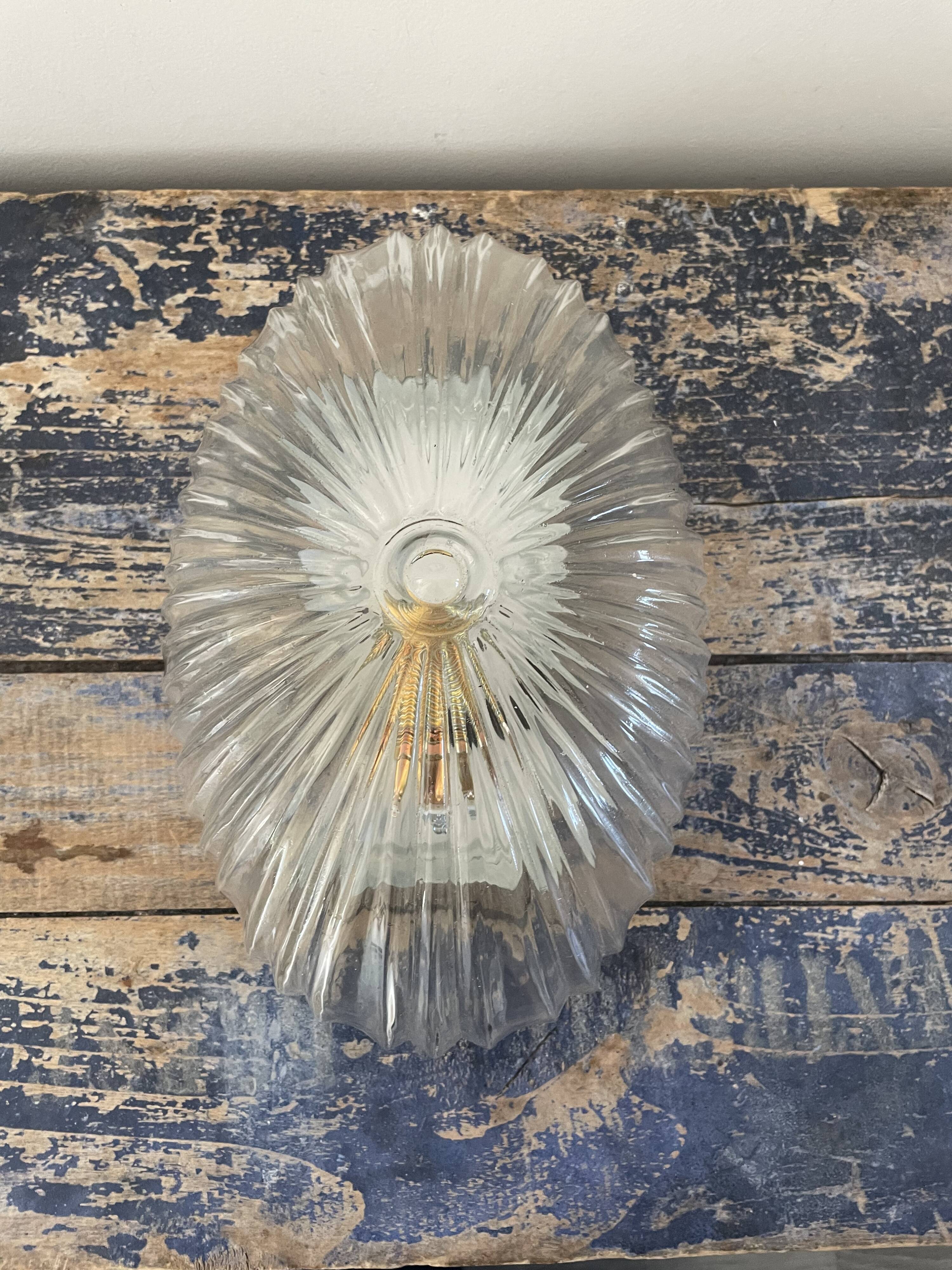 Vintage pebble wall lamp in chiseled glass corrugated shape