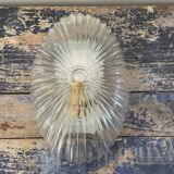 Vintage pebble wall lamp in chiseled glass corrugated shape