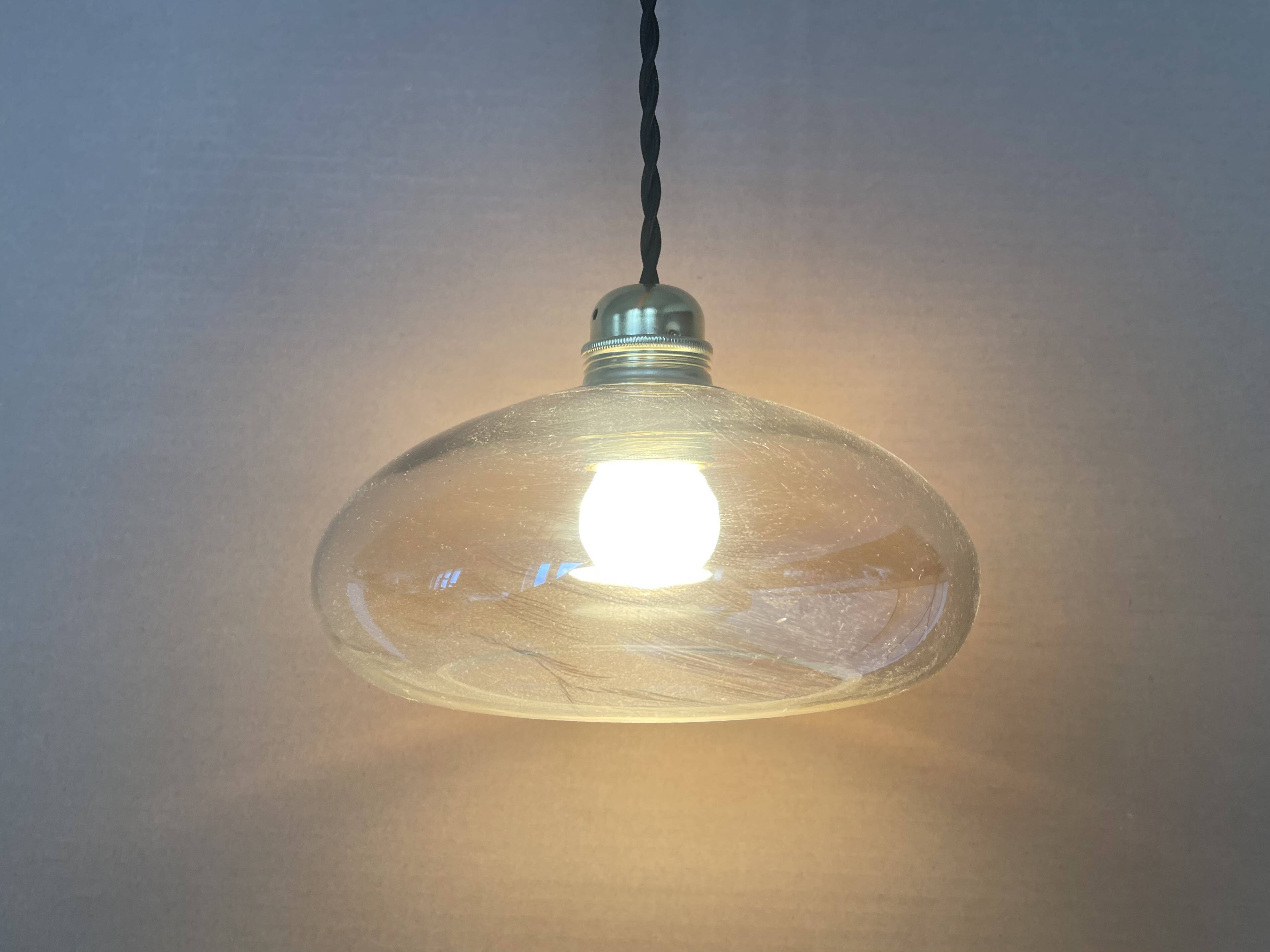 Antique amber glass pendant light