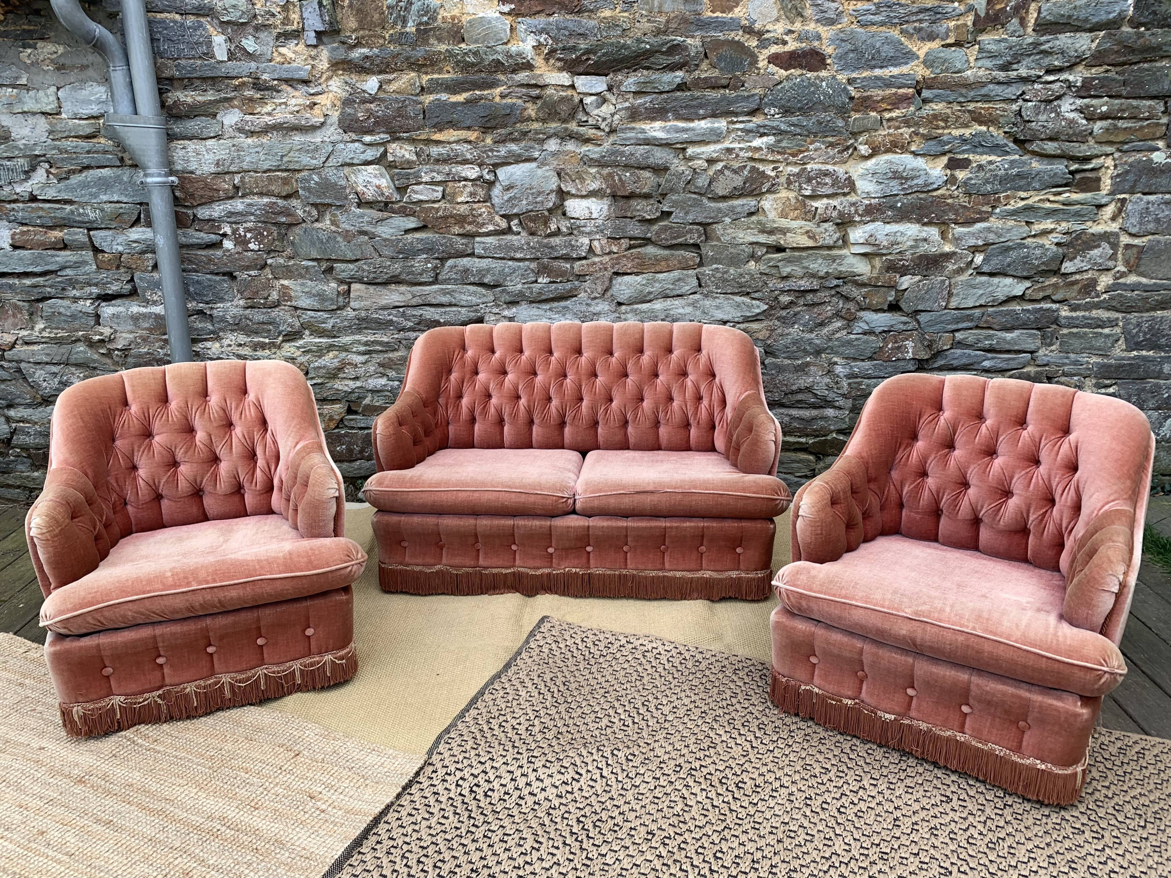 Living room 3 pieces velvet toad