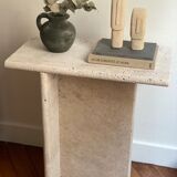 Minimalist travertine stone side table