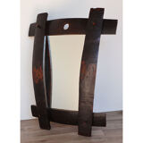 Brutalist vintage mirror in solid wood