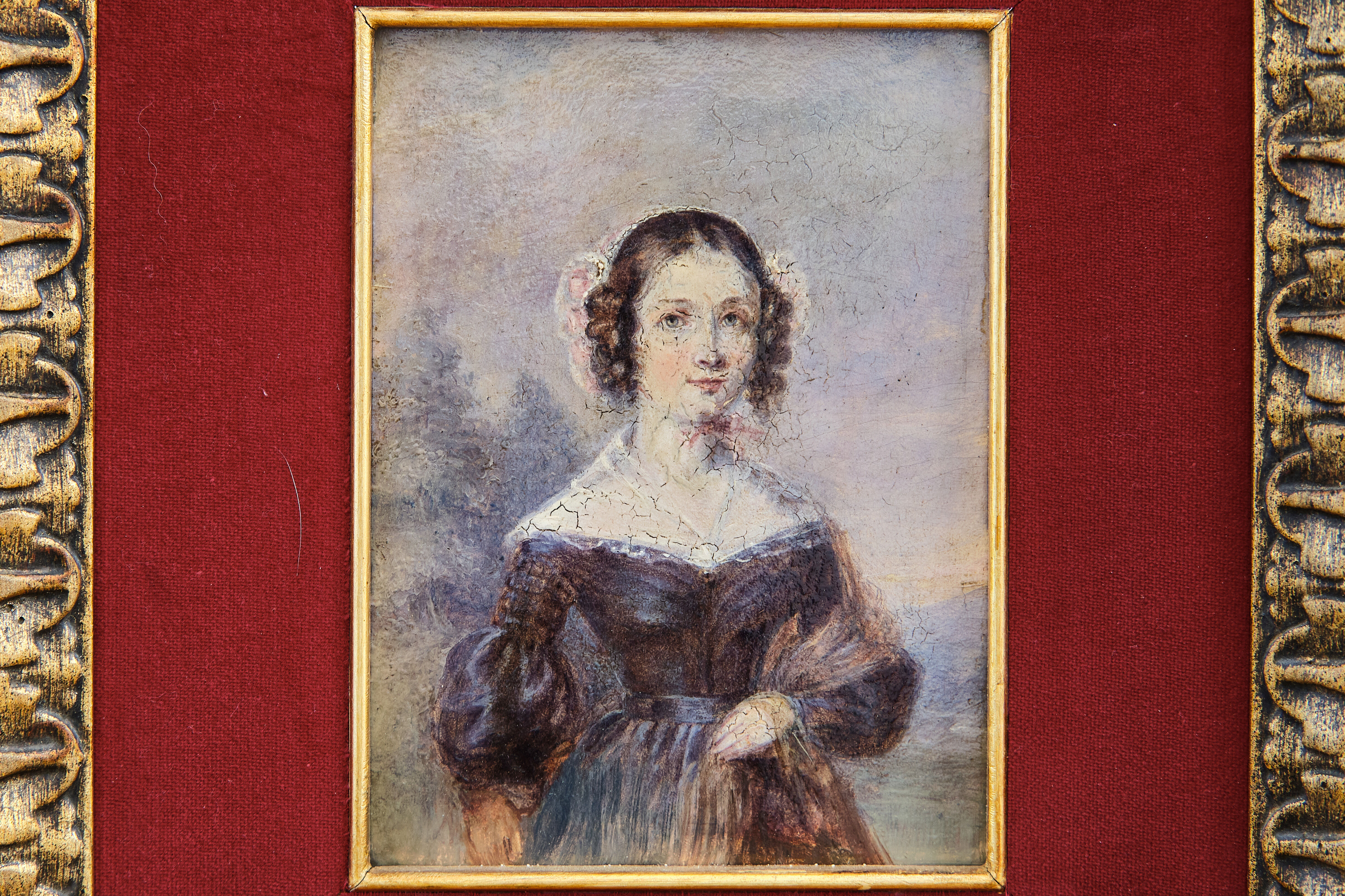 <Portrait de jeune femme>,peintre du 19ème siècle