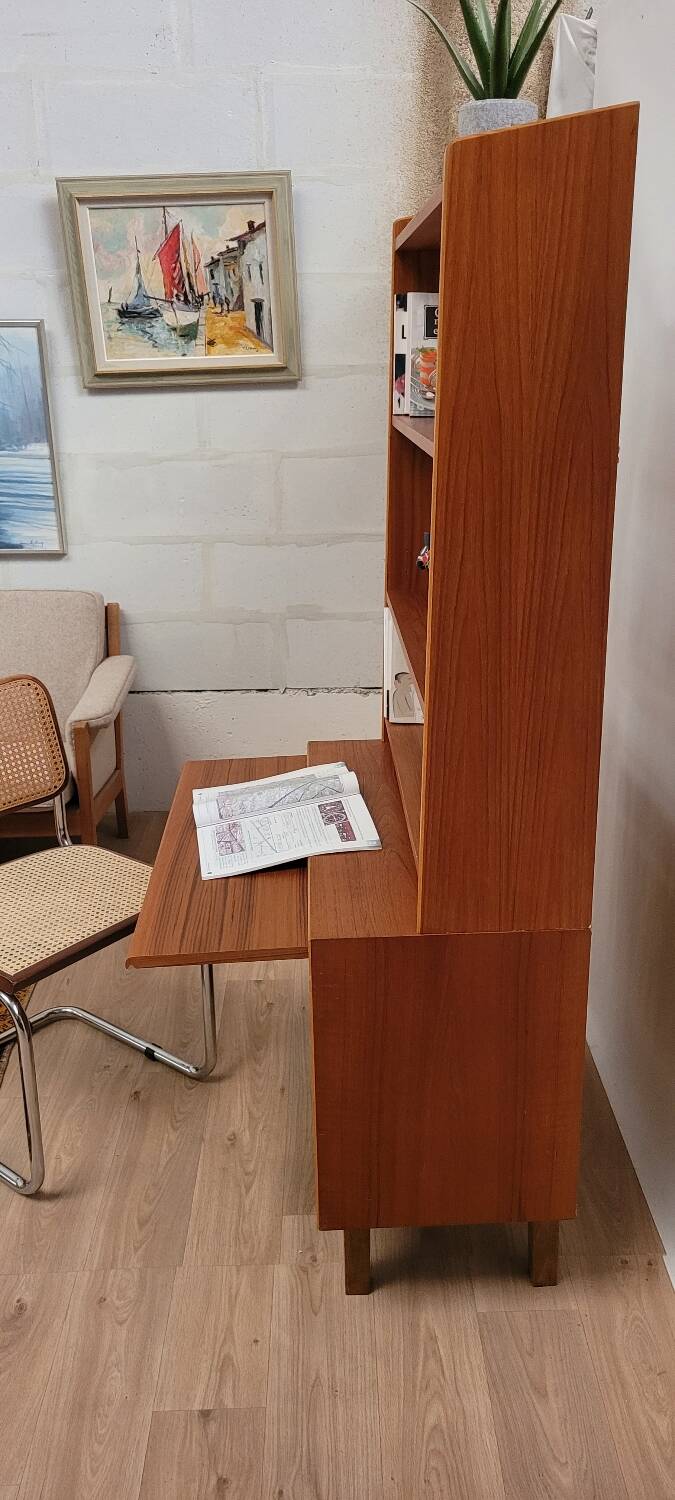 Bibliothèque multifonction vintage en teck 1960 DK