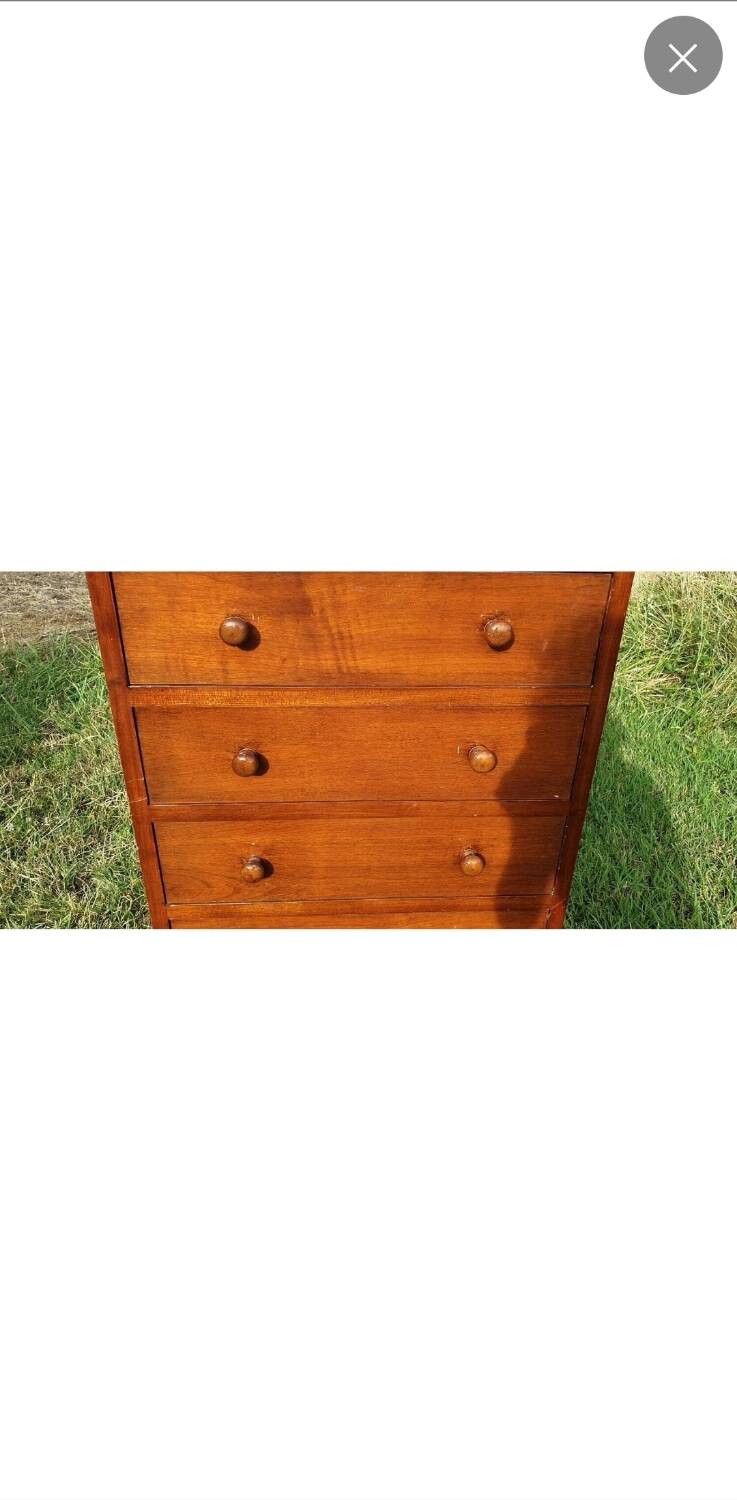 Mahogany and marble chest of drawers or chiffonier