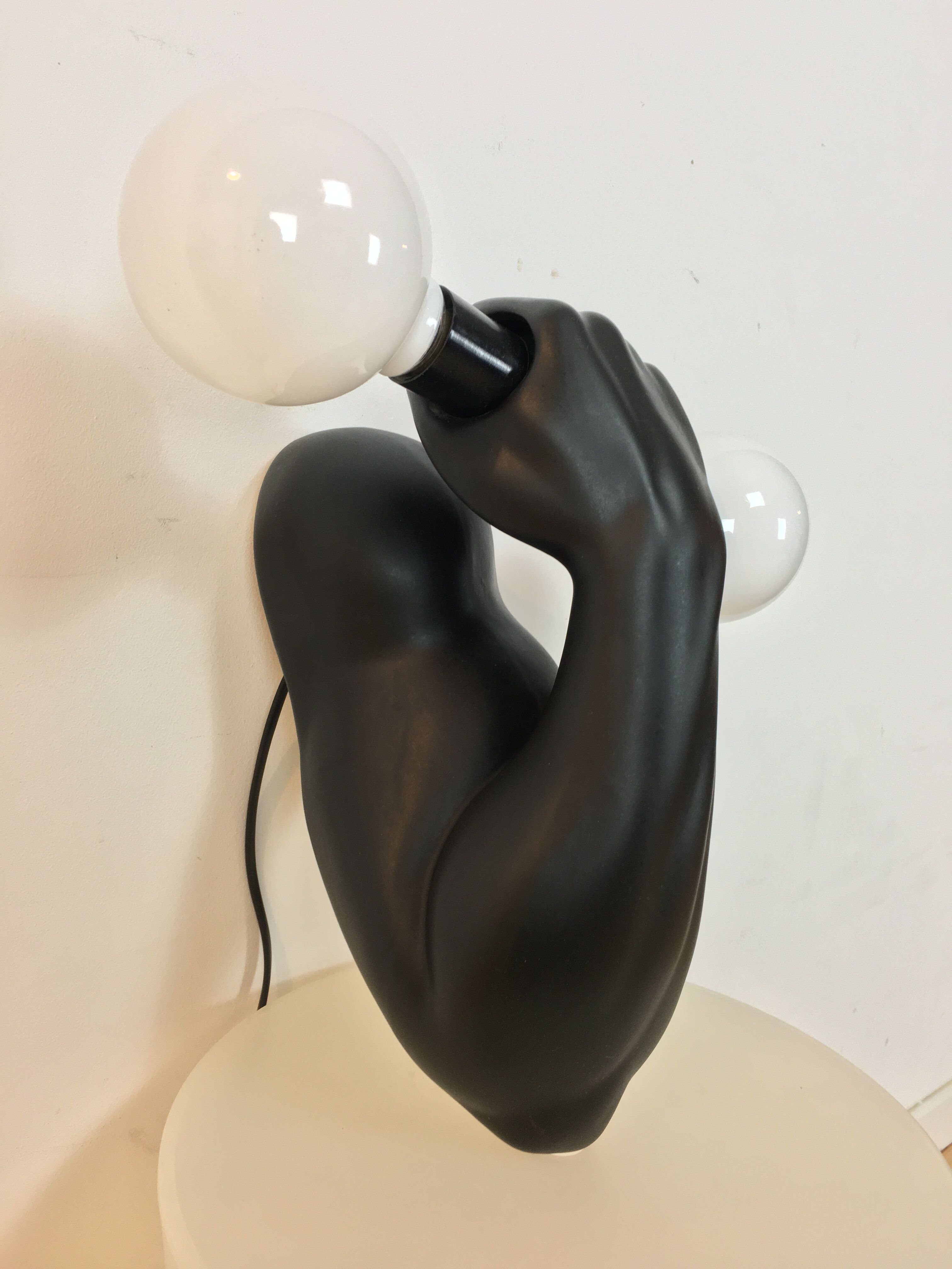 "Haltère" sconce by J.C. Peiré 1980, black ceramic
