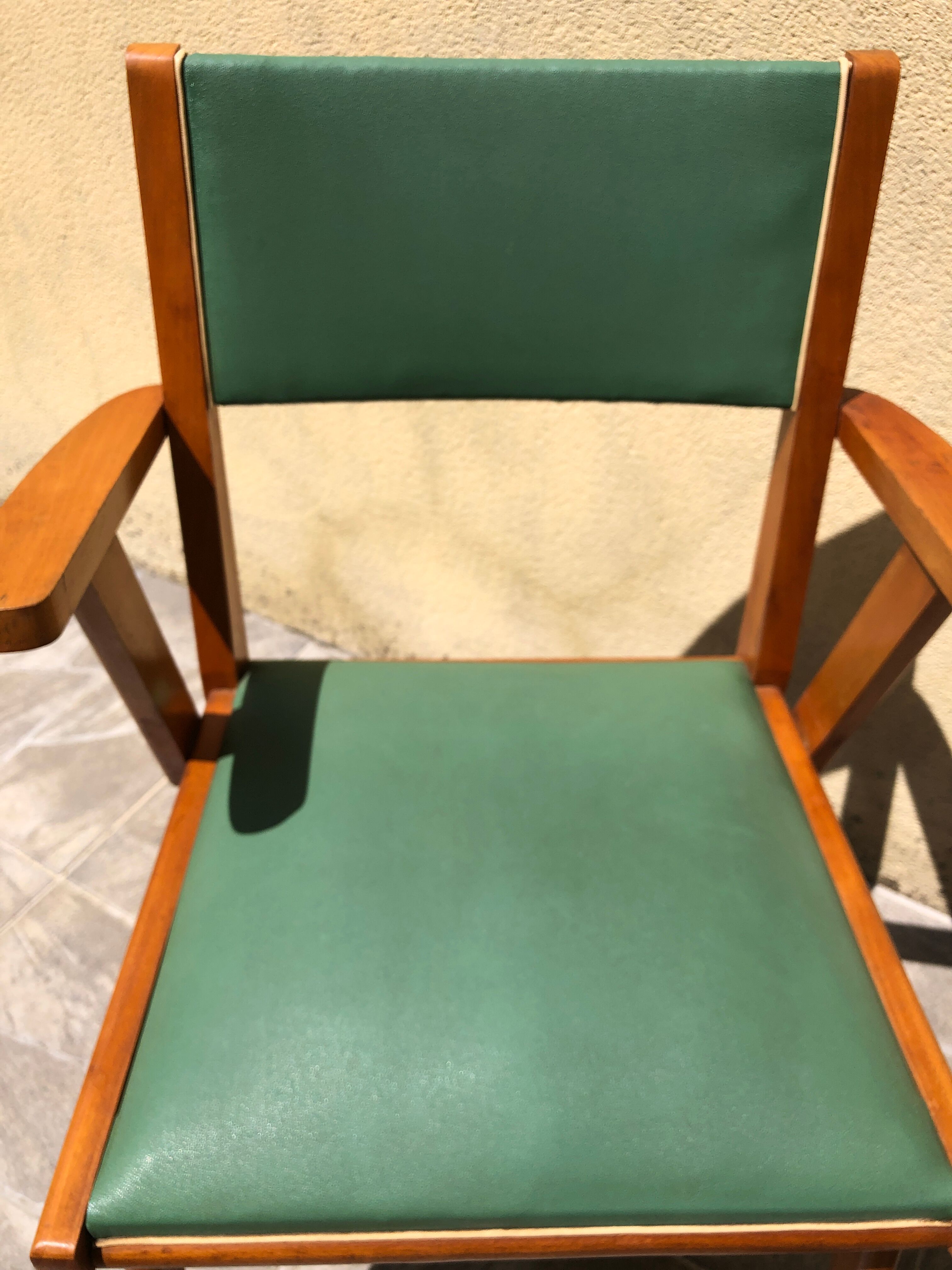 Pair of green bridge armchairs
