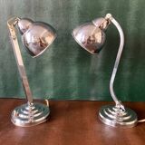Old desk lamp, Art Deco, in chrome metal-1950