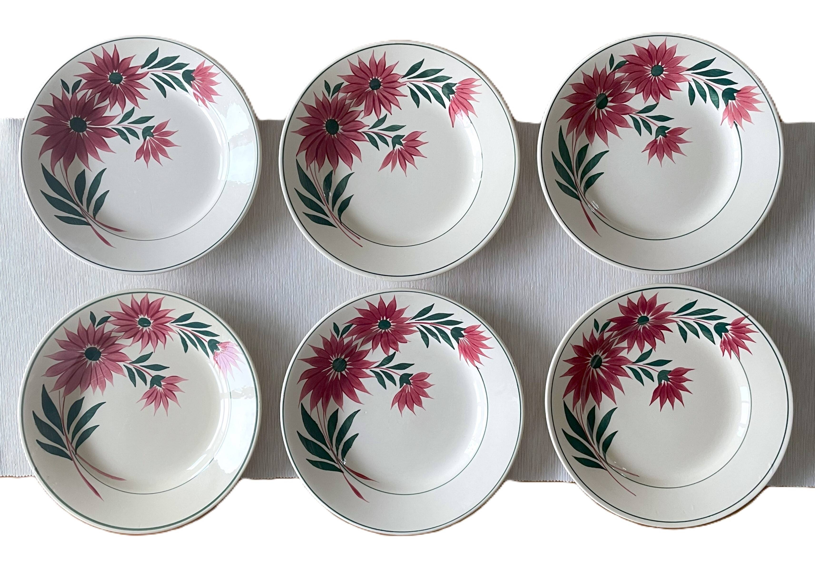 6 old flat plates in Choisy-le-Roi earthenware