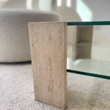 Table en verre et travertin