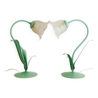 Paire de lampes tulipe vintage