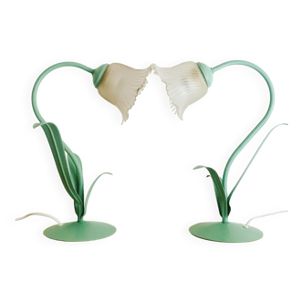 Pair of vintage tulip lamps