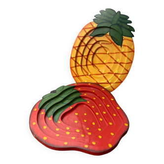 Plateaux ananas et fraise en bois