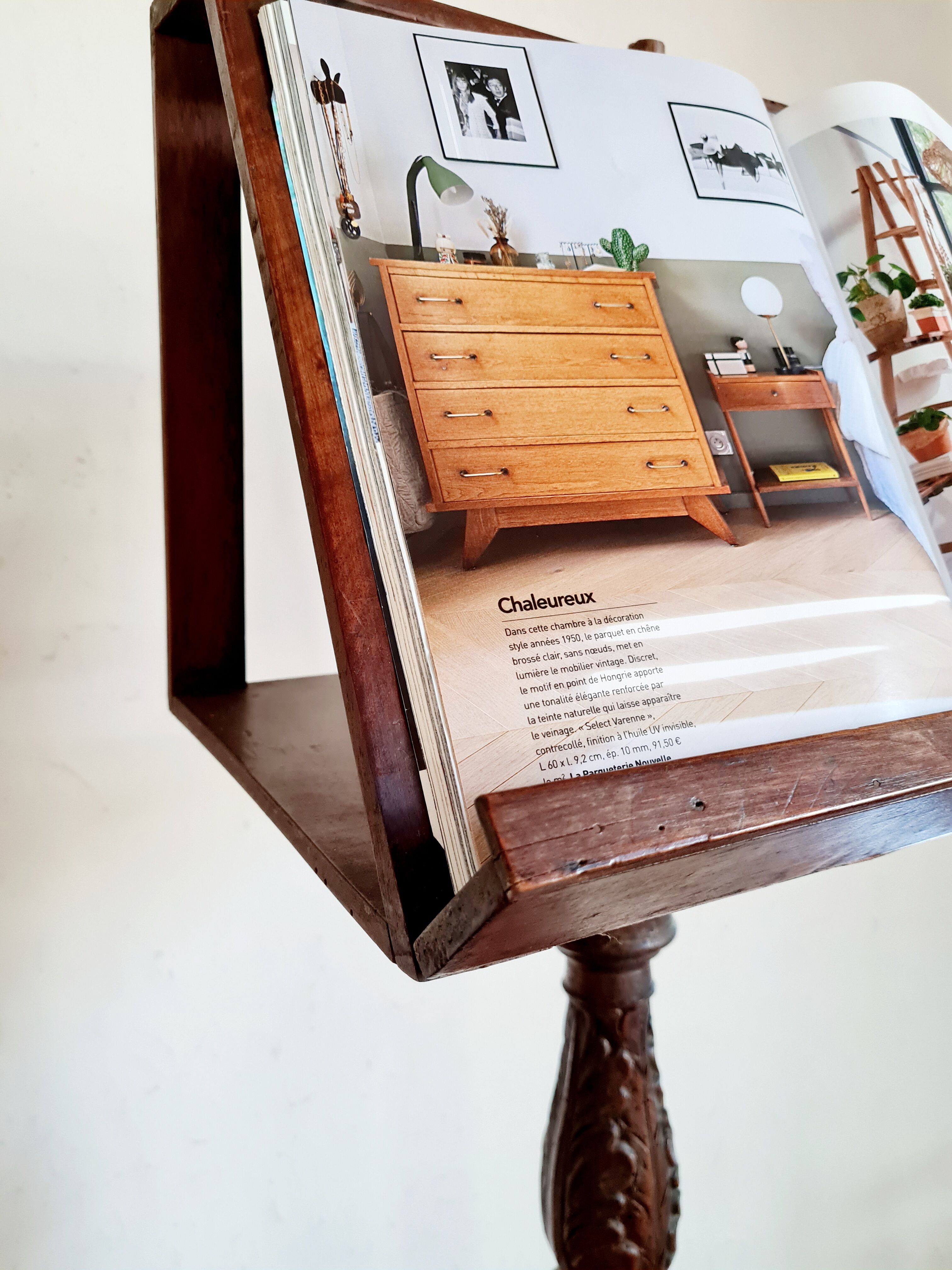 Old carved wooden church desk
