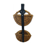 Wicker and wrought iron wall basket