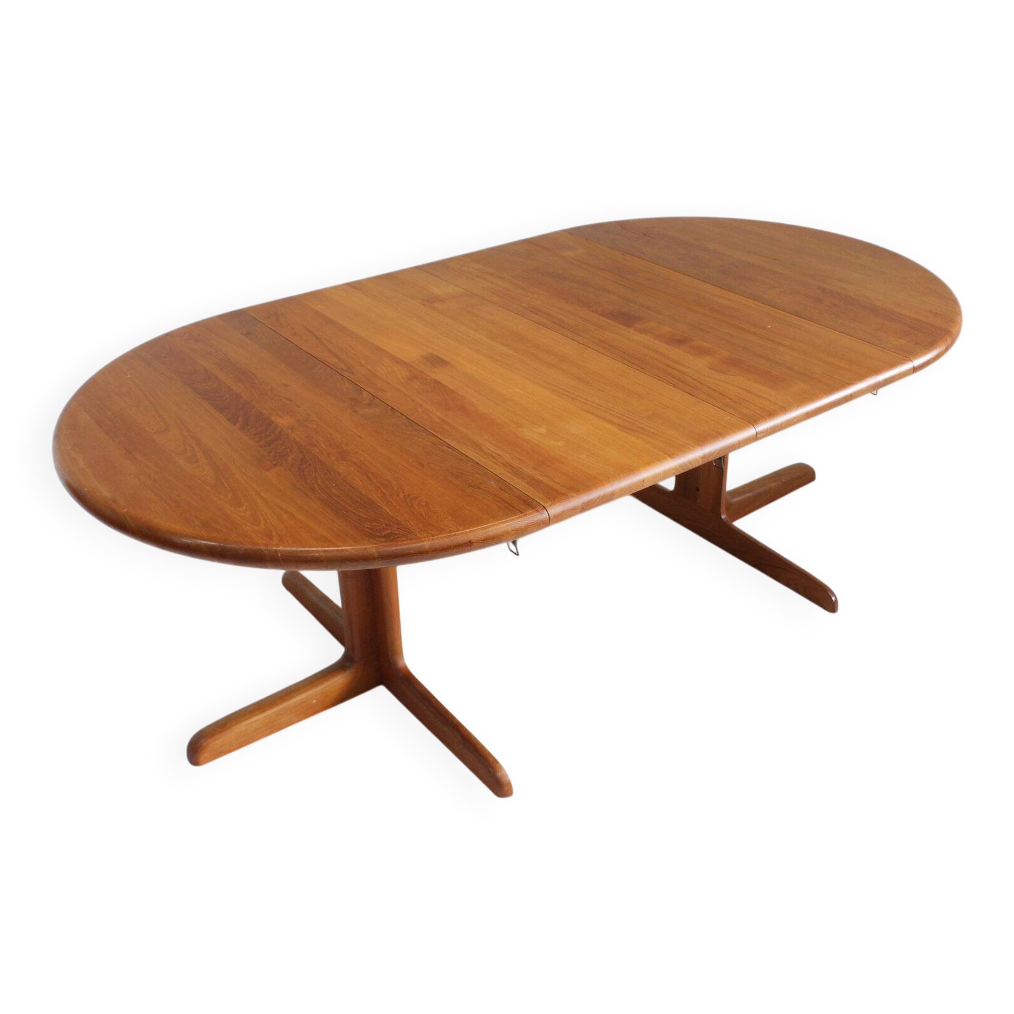 Vintage Danish round extendable dining table solid teak 1960s