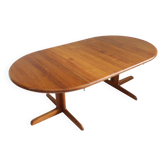Vintage Danish round extendable dining table solid teak 1960s