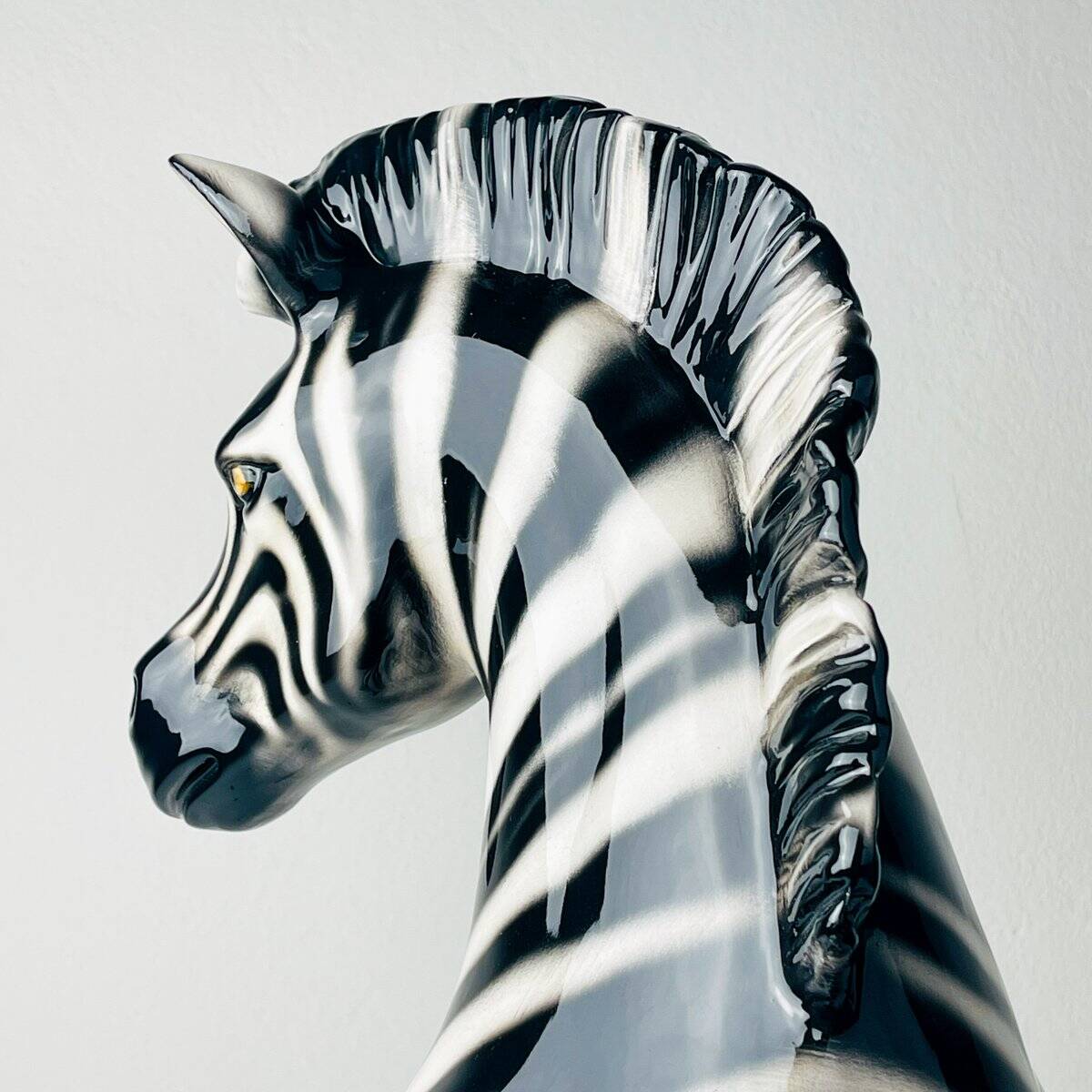 Large ceramic zebra sculpture from Bassano, Italy, 2000s.