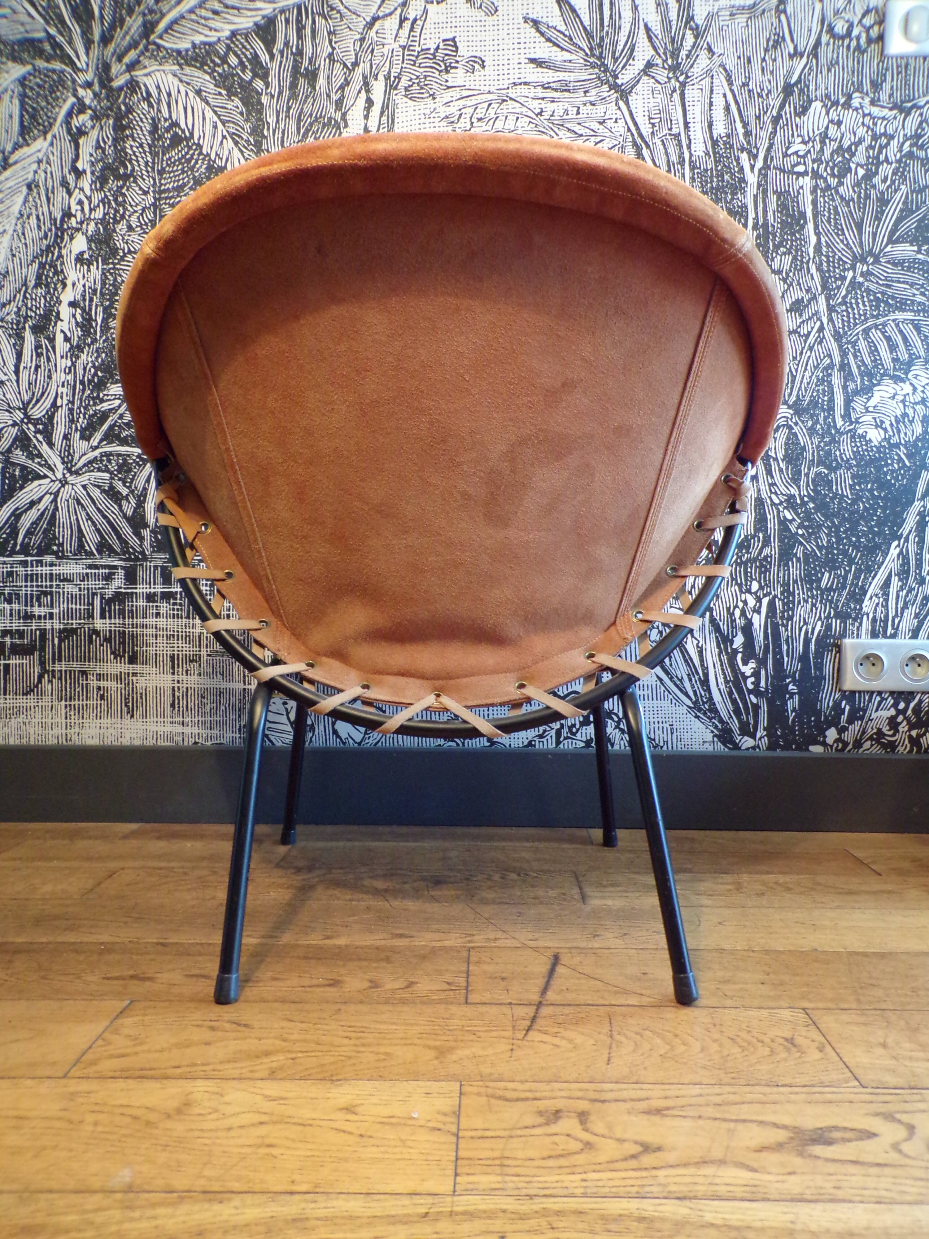 Suede circle armchair by Lusch & Co