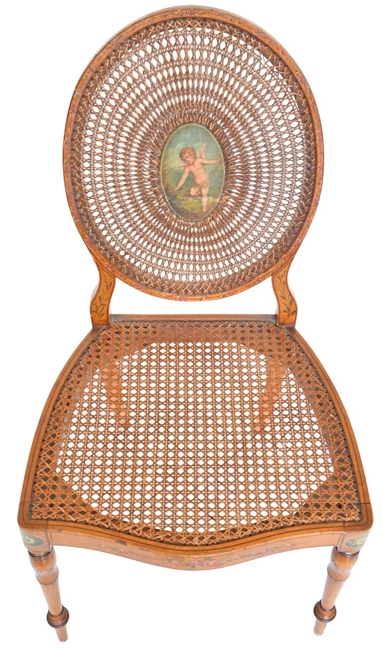 English caned chair in painted wood