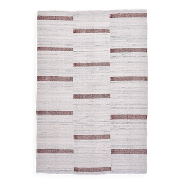 Tapis kilim beige orange 210x310, Tapis kilim en laine beige terracota