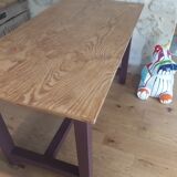 Table de ferme pieds peints
