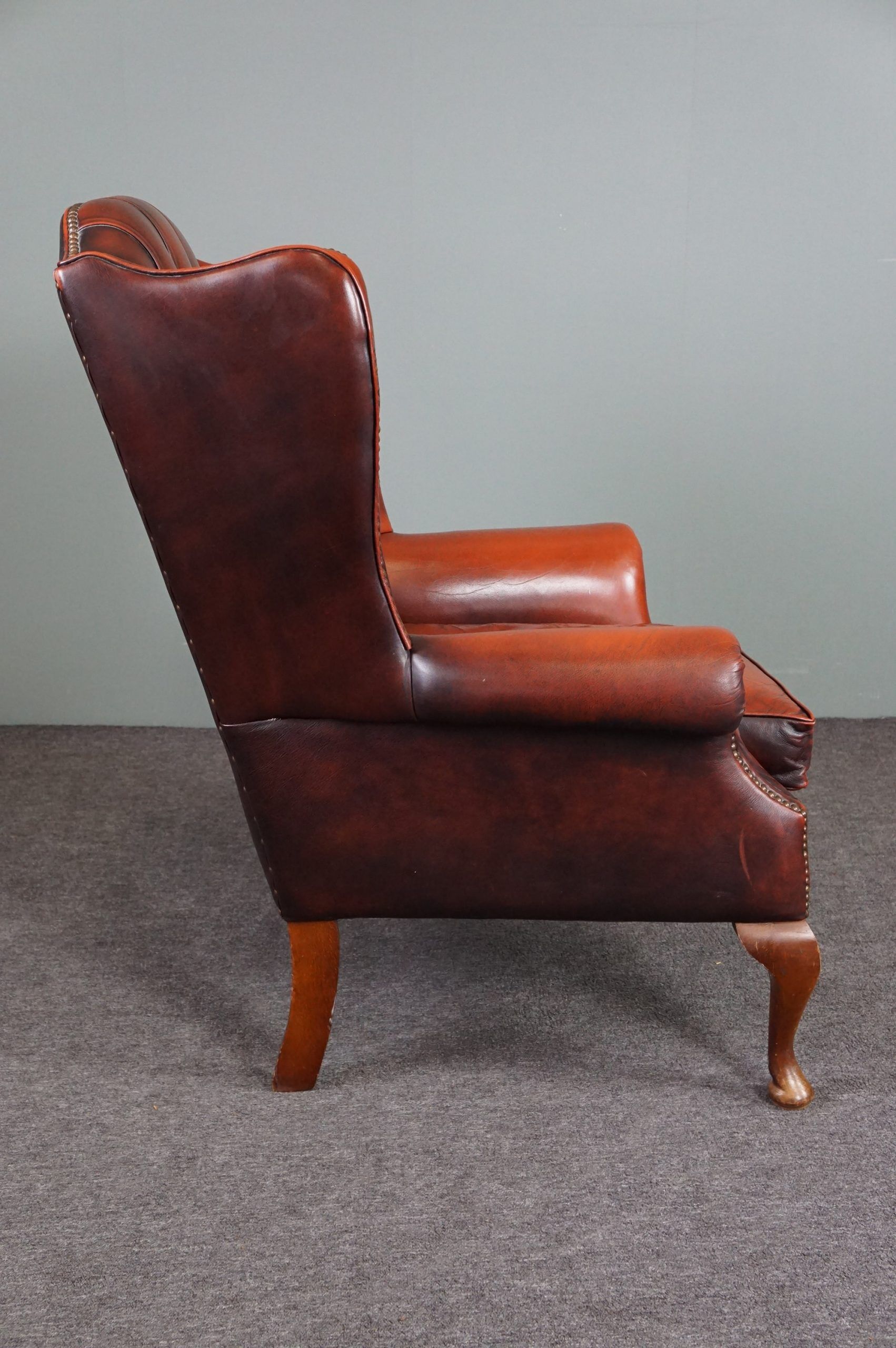 Fauteuil Chesterfield en cuir de vachette