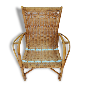 Chair child vintage rattan and mint