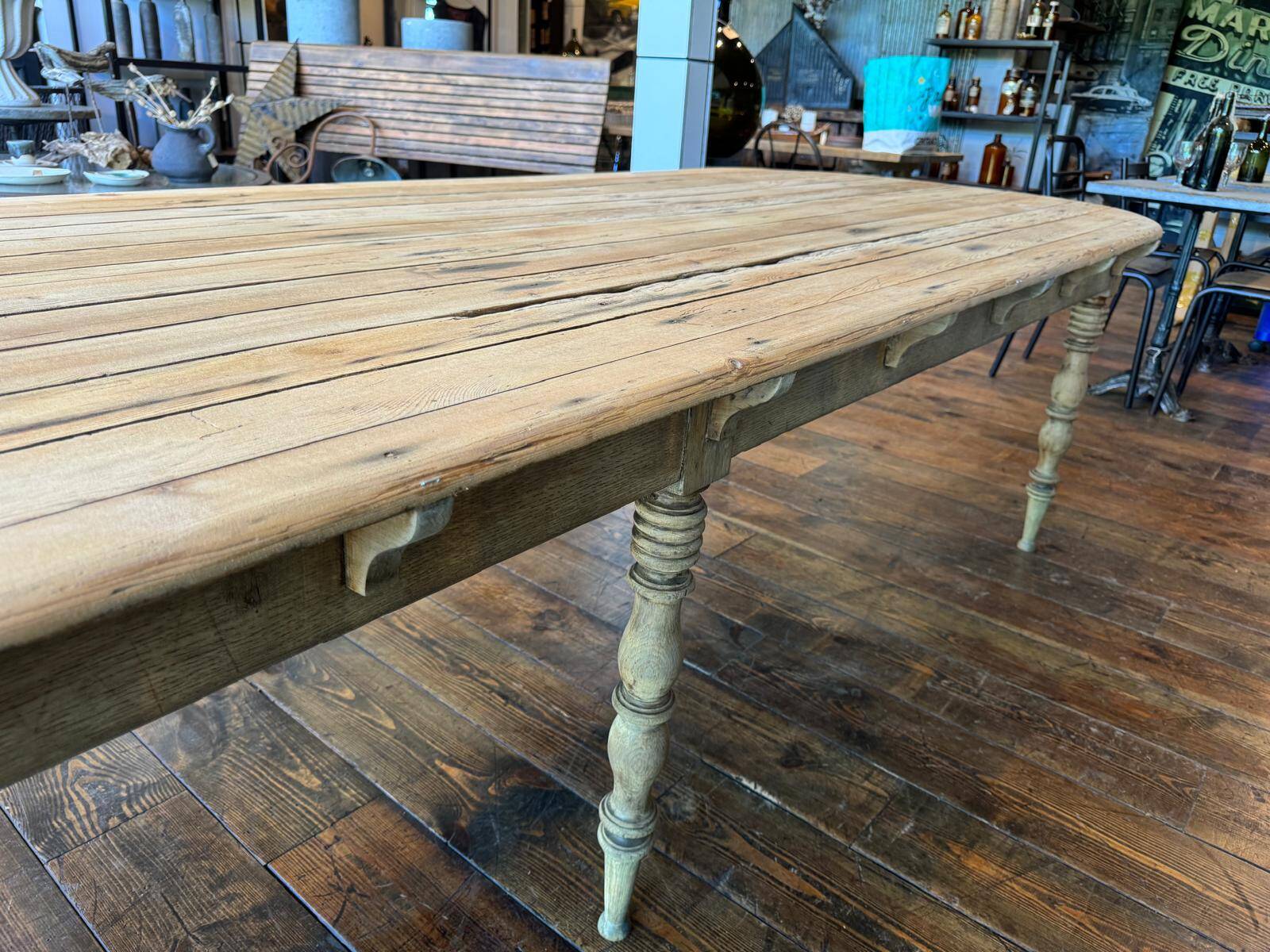 Large raw wood dining table