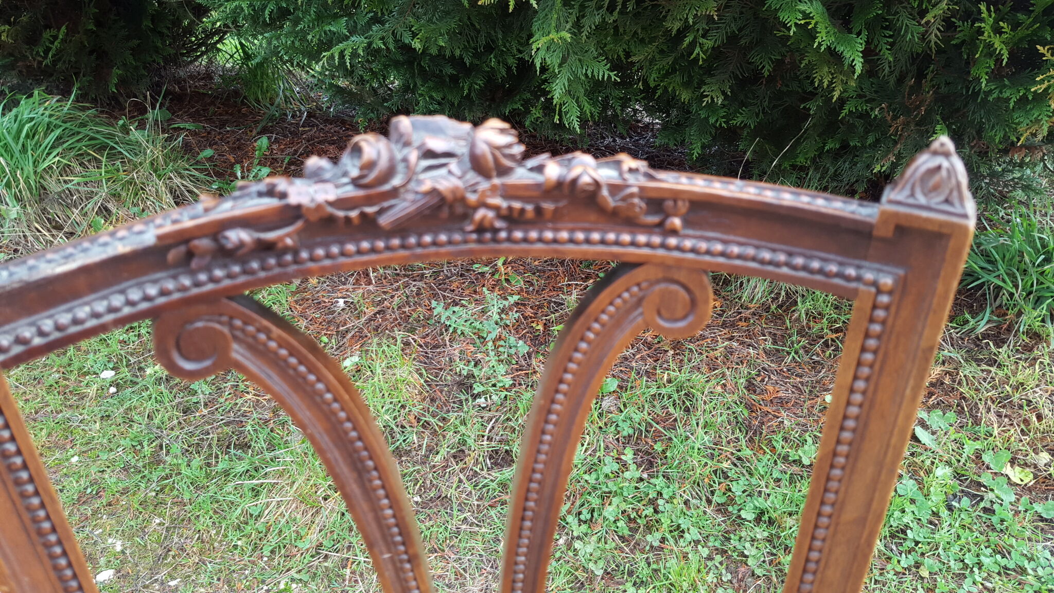 Pair of Louis XVI style walnut chairs